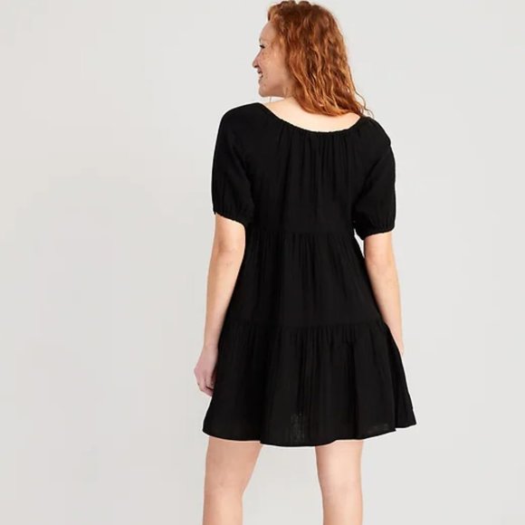 OLD NAVY Puff-Sleeve Tiered Mini Swing Dress for Women (size S) - Picture 10 of 11